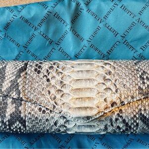 Ashley By 26 International Snake Print Clutch - Black, Gray, Cream